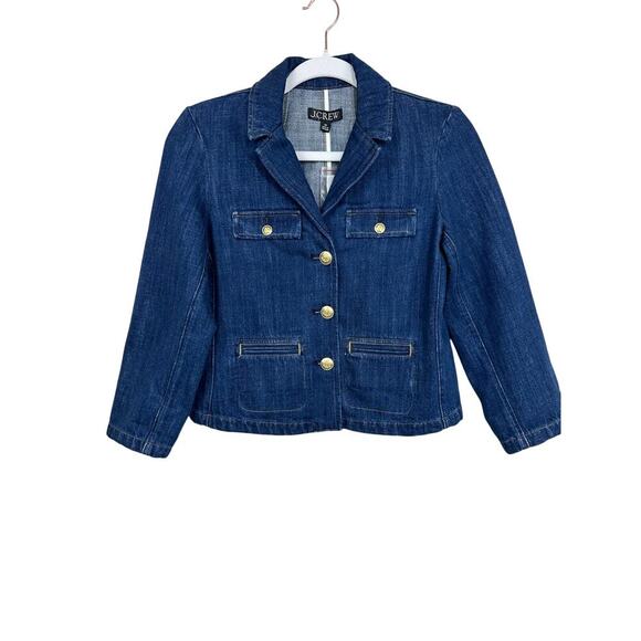 J. Crew Denim Blazer-Jacket in resin wash Size 00 NWT - Picture 4 of 11